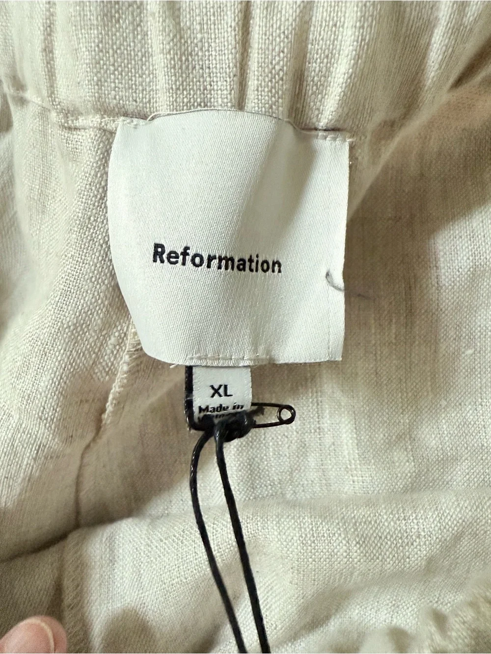 NWT REFORMATION Olina Linen Pants Oatmeal Coastal Wide Leg Lagenlook Beachy XL